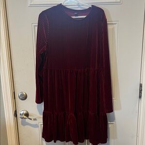 SHEIN Burgundy Long Sleeve Dress